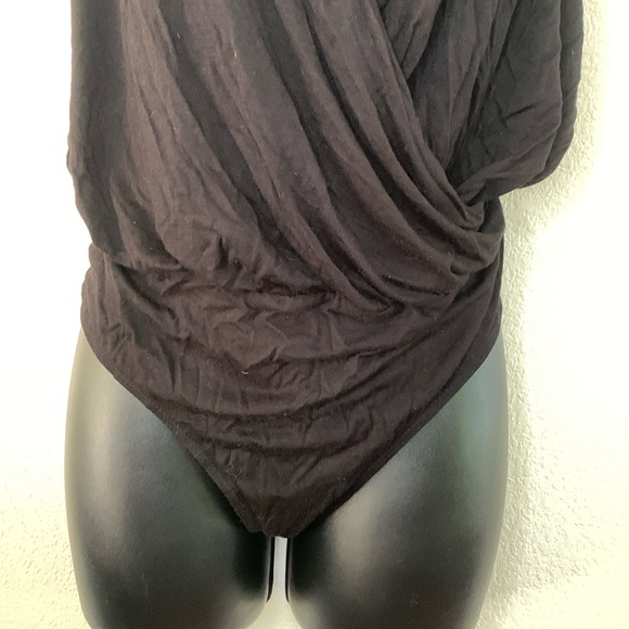 Anthropologie Piper & Sparrow Sexy Black Wrap Bodysuit Thong Size Medium Top - Picture 4 of 11